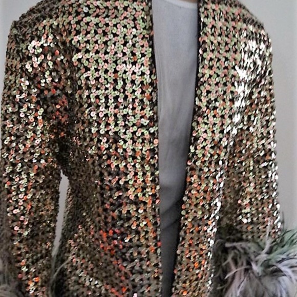 1967 Designer Mr Gee Sequin Ostrich Feather Dress - Picture 5 of 8